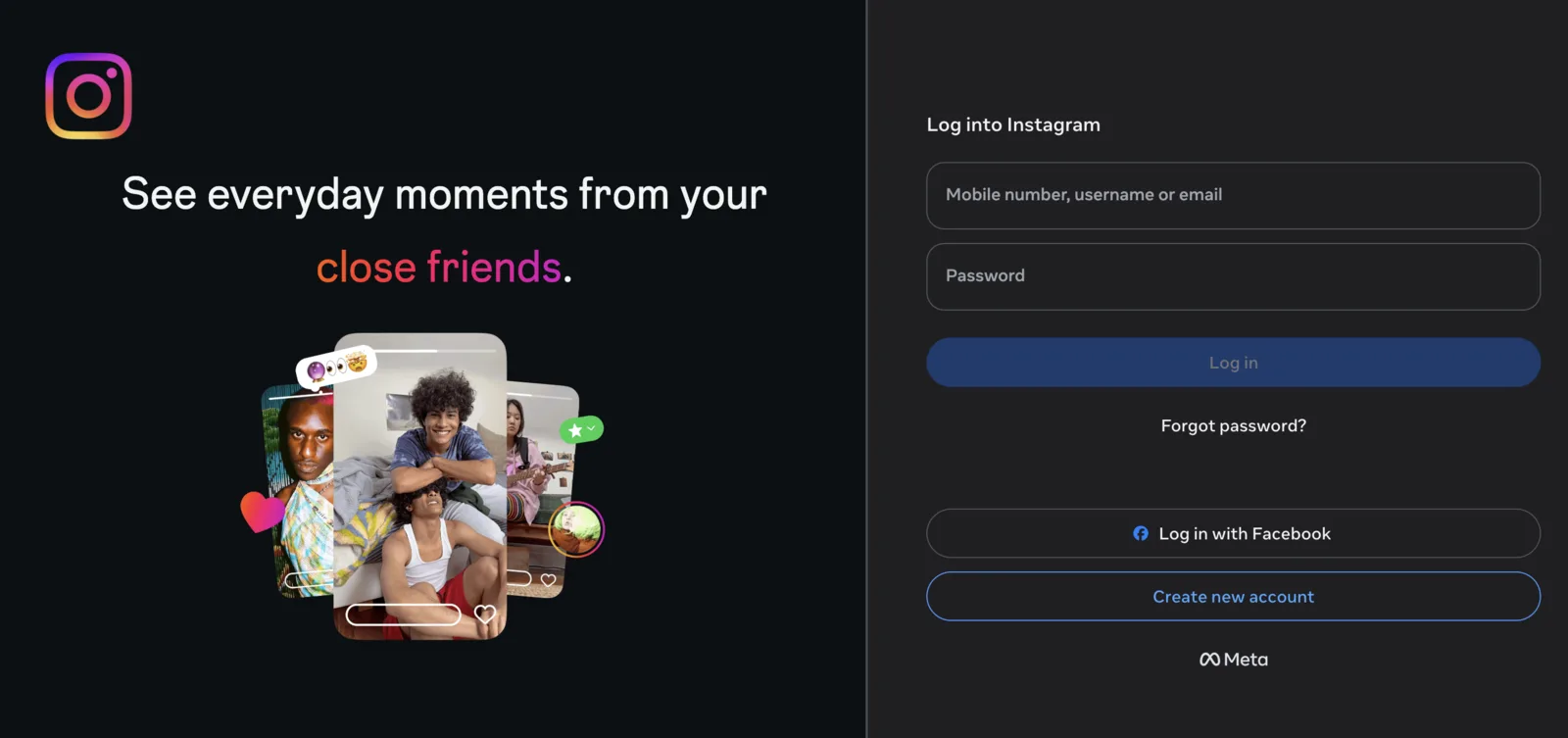 Step 4: Log in with your Instagram username & password